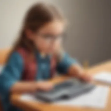 Child engaging with a calculator for math learning