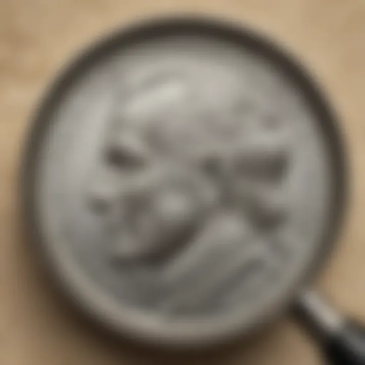 Nickel coin under a magnifying glass