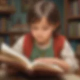 Illustration of a child reading a book