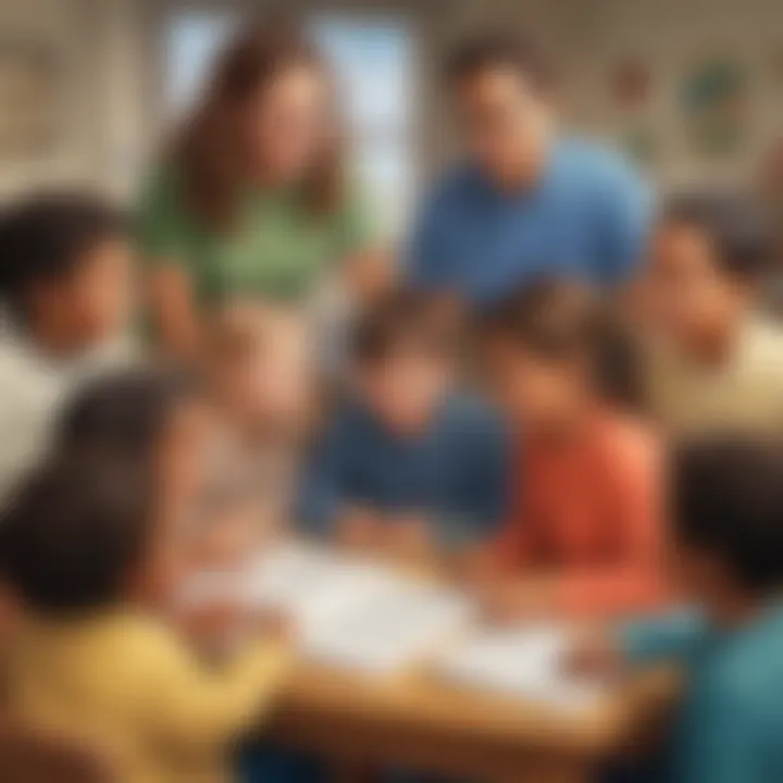 Illustration of a diverse group of children engaged in a discussion