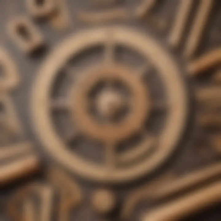 Different types of woodworking protractors arranged in an artistic layout