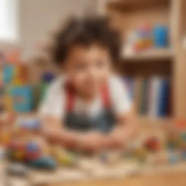 Imaginative Play Development Young child engaging in imaginative play with toys