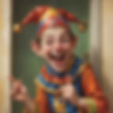 Jovial Jester Illustration of a child telling a knock knock joke with a playful expression