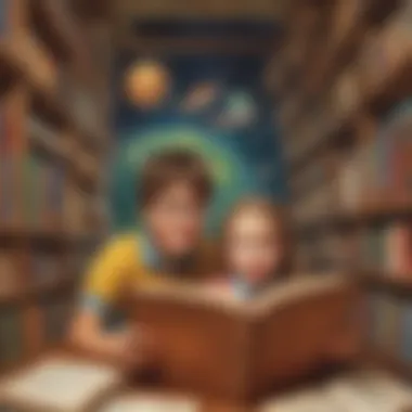 Exploration of Knowledge Through Books Illustration of young minds exploring a world of knowledge through books
