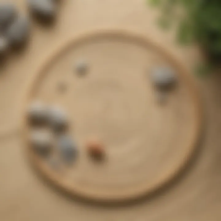 Zen garden with raked sand and carefully placed stones